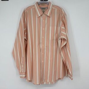LL Bean Mens XL Regular Wrinkle Stain Resistant Striped Cotton Button Down Shirt
